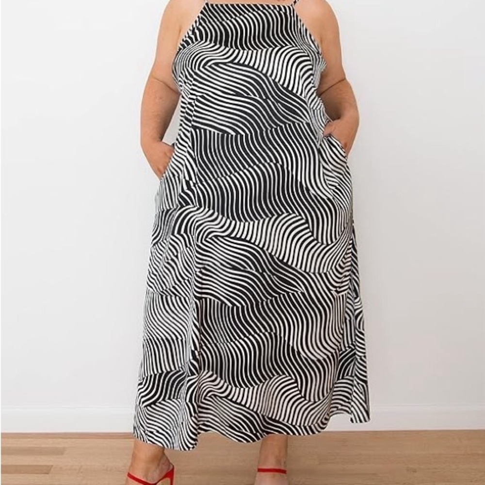 The Drop Black and White Patterned Maxi Dress